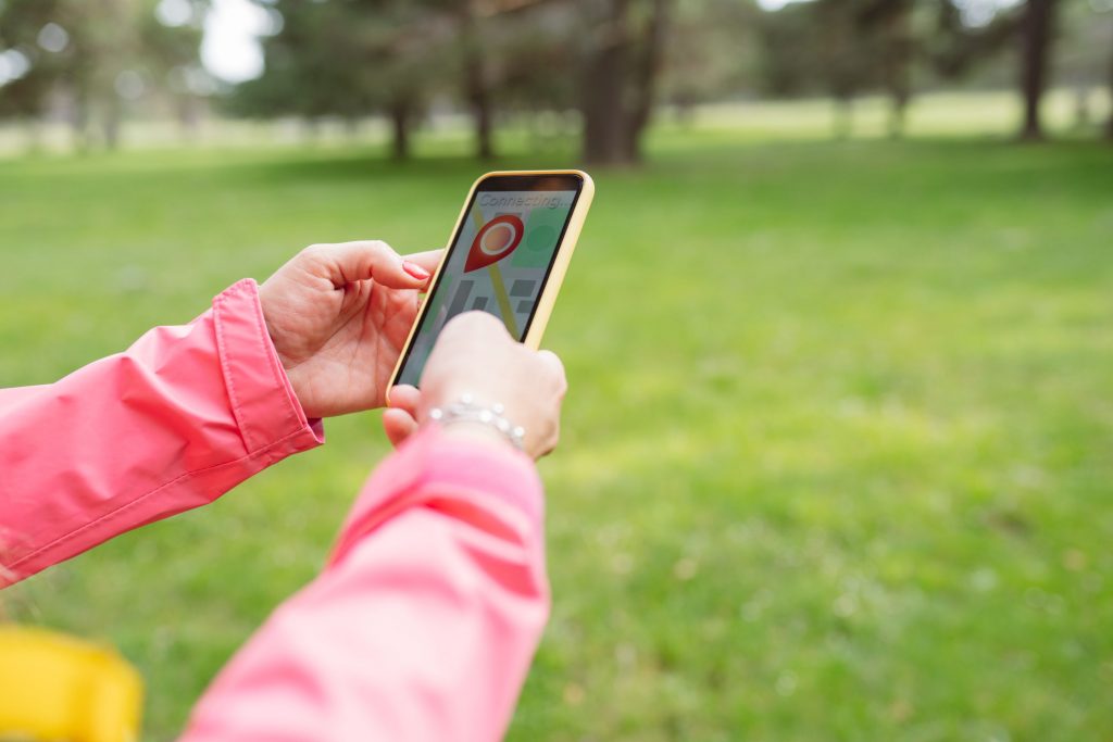 Team building participant tracked by GPS