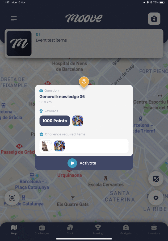 Challenges now show rewards and required objects before activation.