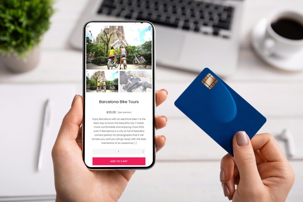 buying self guided tour online with WooCommerce on mobile phone