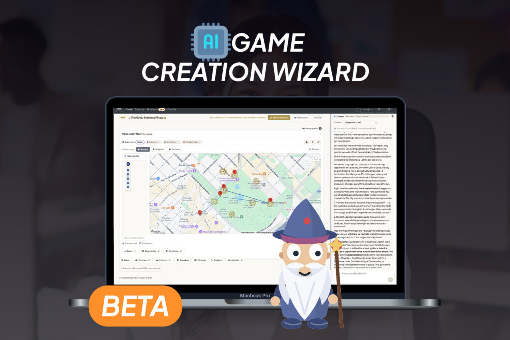 AI Game Creation Wizard de Mooveteam en fase beta mostrado en el back office.