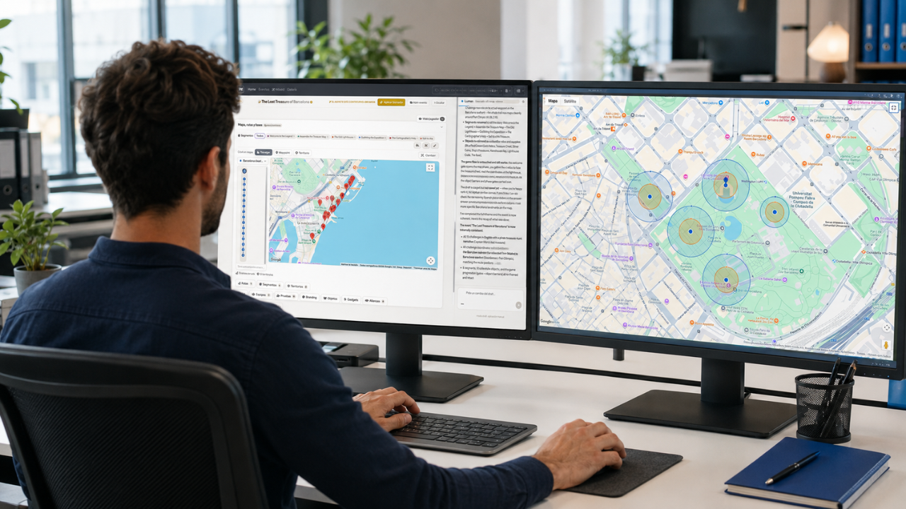 Mooveteam partner configuring interactive map challenges in the MooveXR back office.